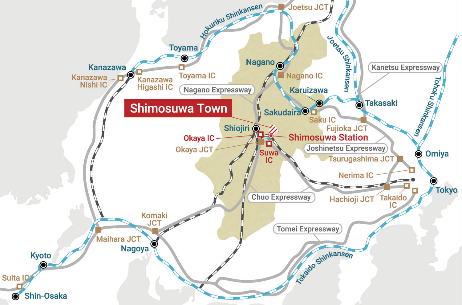 Access Map to Shimosuwa Town